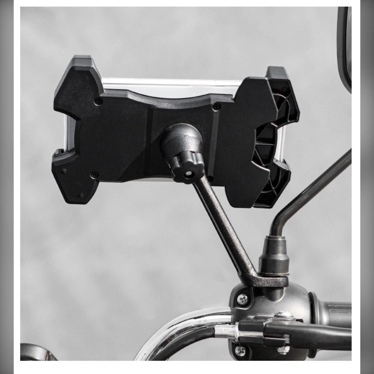 INF Fahrrad-Handyhalter mit Anti-Vibrations-Vier-Punkt-Halt, 360° Rotation, Federstoßdämpfung, kompatibel mit 4.7-7.12 inch