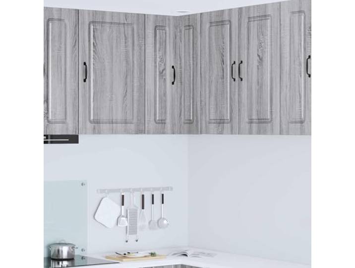Molumvel Küchen Eckschrank, Holzwerkstoff Küchenmöbel Grau Platzsparendes Eckdesign, 3 Regale & 2 Türen, Robuste Konstruktion