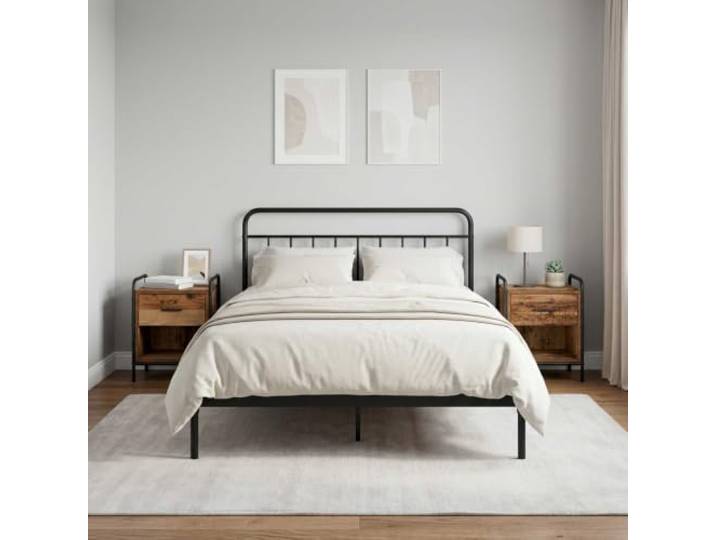 LMTYOENFG 2er Set Nachttische Altholz-Optik 40x30x50 cm Beistelltisch Zweiteiliges Set für das Schlafzimmer mit zwei Auszügen, stabilem Stahlrahmen und zuverlässiger Wandverankerung.