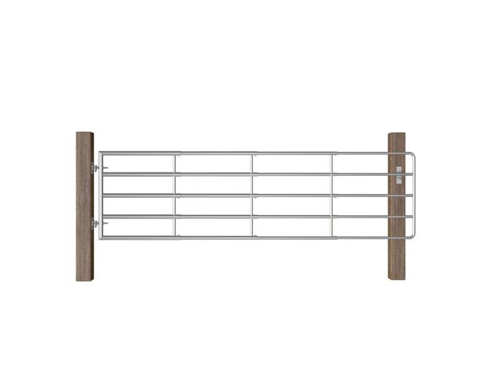 vidaXL 5-Rohre-Weidetor Stahl (115-300)×90 cm Silbern