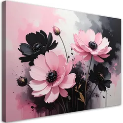 LEINWANDBILD, Rosa Blumen in einer romantischen Vintage-Komposition