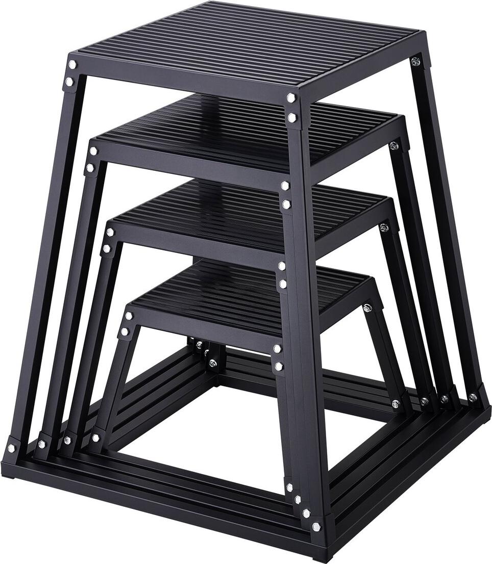Plyometric Jump Boxes, 12/18/24/30 Inch Plyo Box, Platform and Jumping Agility Box, Anti-Slip Fitness Exercise Step Up Box Set for Home Gym Training, Conditioning Strength Training, Black