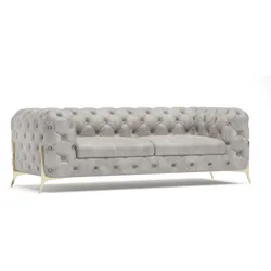 CHESTERFIELD-SOFA 3-Sitzer Vertex Grau Samt