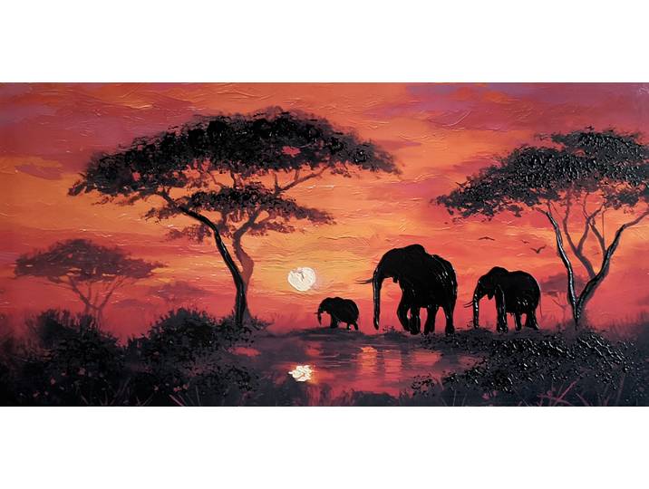 Handpainting 50x100 Elephants