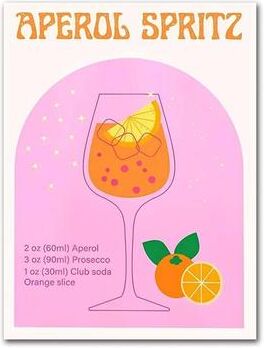 Inspired Finds Retro Strawberry Lemon Cocktail Canvas Wall Art Print For Kitchen & Bar Decor 15.75x23.62in No Frame retro Cocktail Print
