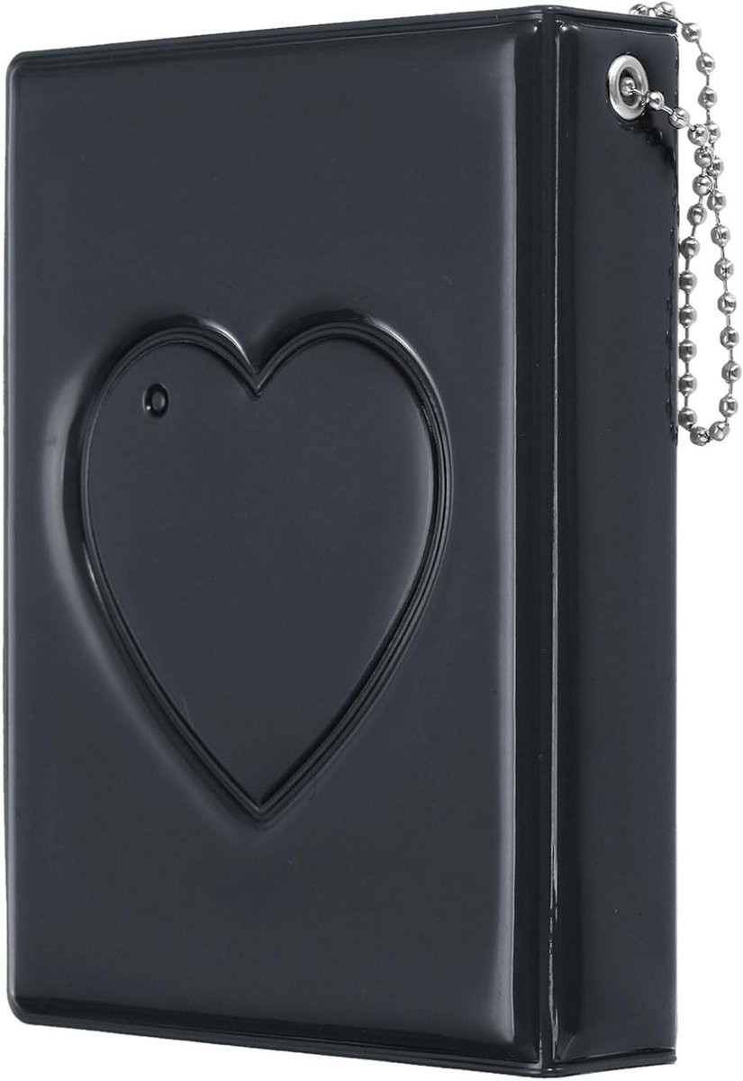Mini Fotokaart Binder met Hart Ontwerp - Zwart - 3 Inch