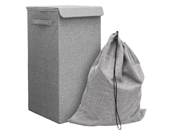 WÄSCHEKORB mit Wäschesack 30/30/60 cm Hellgrau