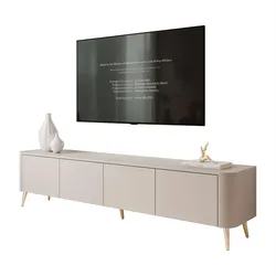 TV-SCHRANK CELESTE PUSH OPEN mit Beleuchtung auf Schräge goldene Füßen
