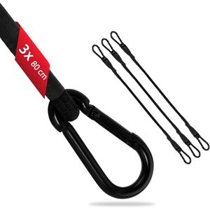 ECENCE Gepäckspanner 72010105, mit Karabiner, 80 cm Länge, schwarz, 3 Stück