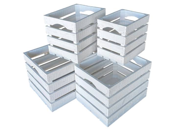 4er-Set Holzkisten, weiss, Harassen, 4 Grössen
