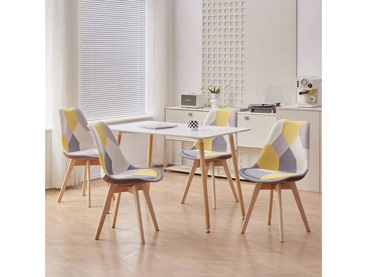 BenyLed Ensemble de Table à Manger avec 4 Chaises Scandinave pour Salle à Manger Cuisine Salon Jaune