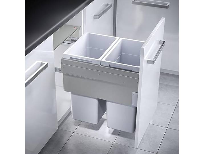Hailo Abfallsammler 3619 2fach Euro-Cargo 76 Liter Einbau Mülltrennsystem für vorhandenen 50cm Schrank (hellgrau)