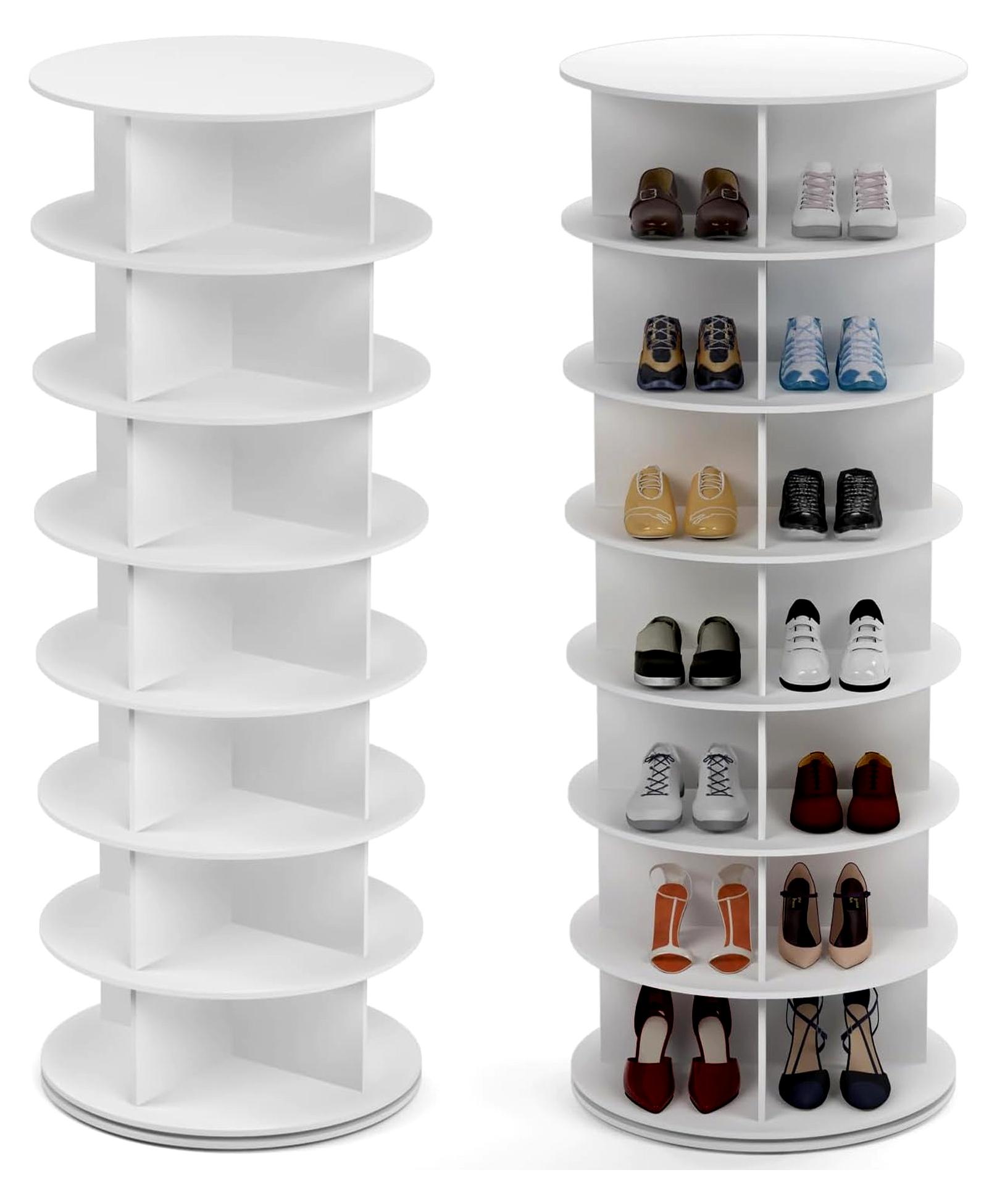 Drehbarer Schuhschrank, 360 Grad, Karussell, rund, vertikale Handtaschenorganisation (7 Ebenen)