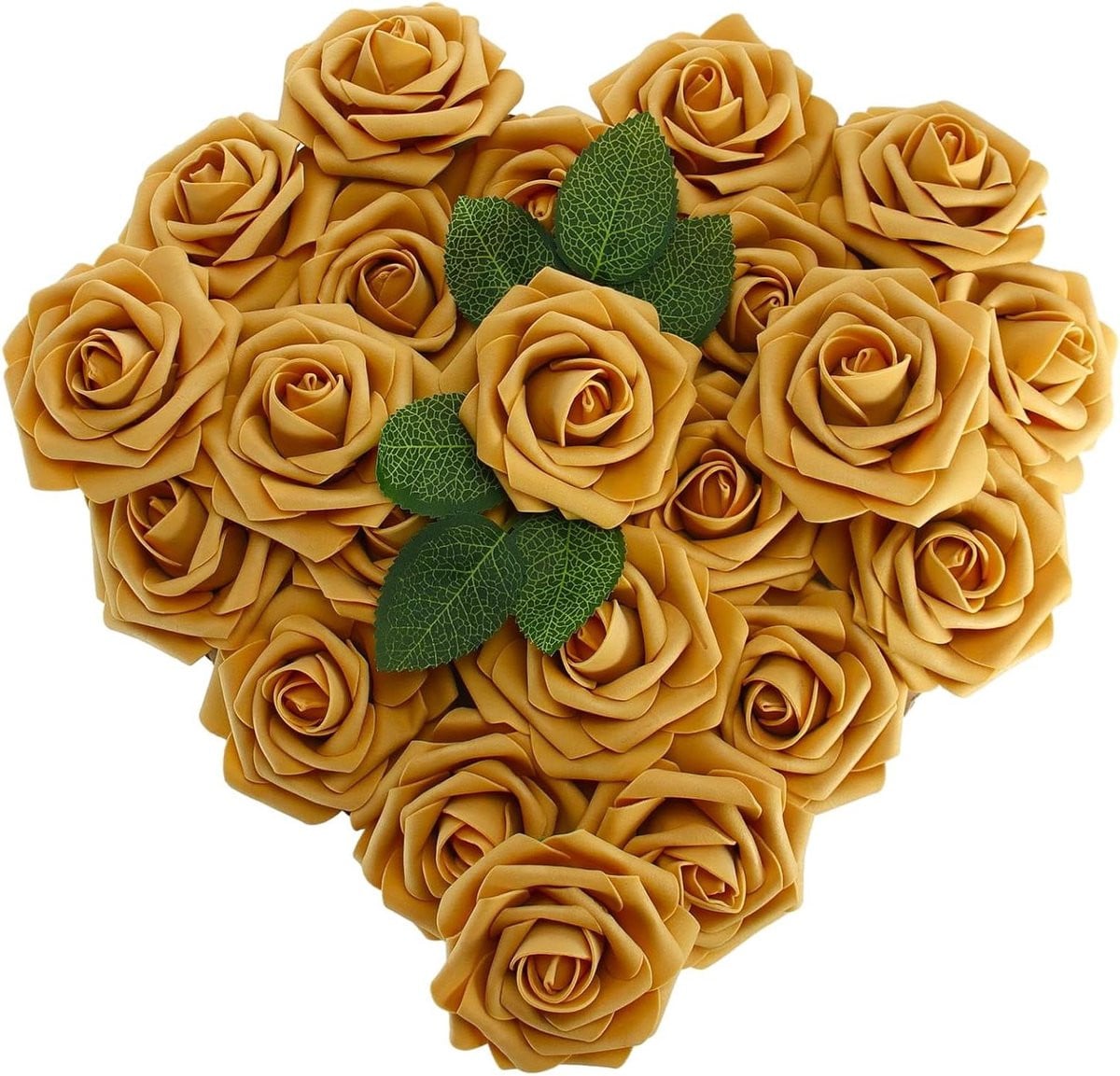 25 stuks Gouden Rozen Kunstbloemen Realistisch Schuim Decoratie Goud