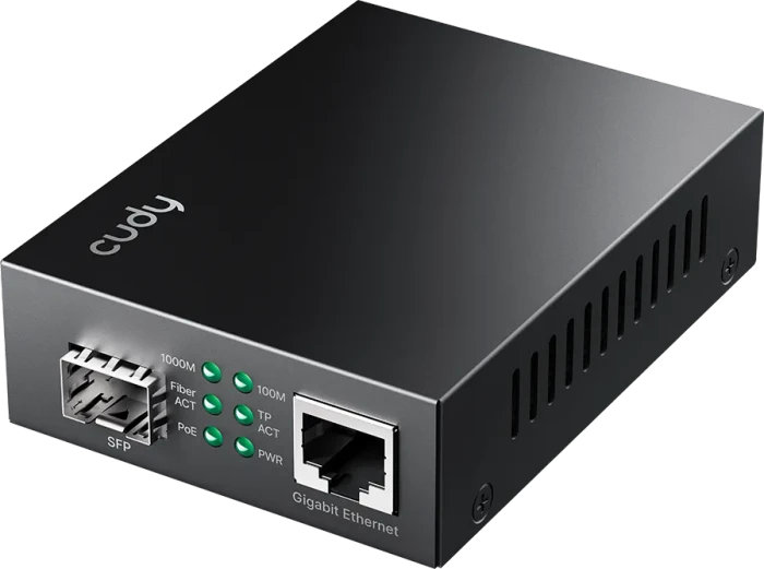 CUDY Gigabit Ethernet PoE+ Media Converter MC220P
