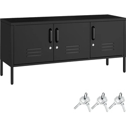 TecTake GmbH tectake Sideboard, BAKER, Stahl, Magnetverschluss, verstellbarer Zwischenboden, abschließbar, Stahlgestell, Schraubfüße, schwarz
