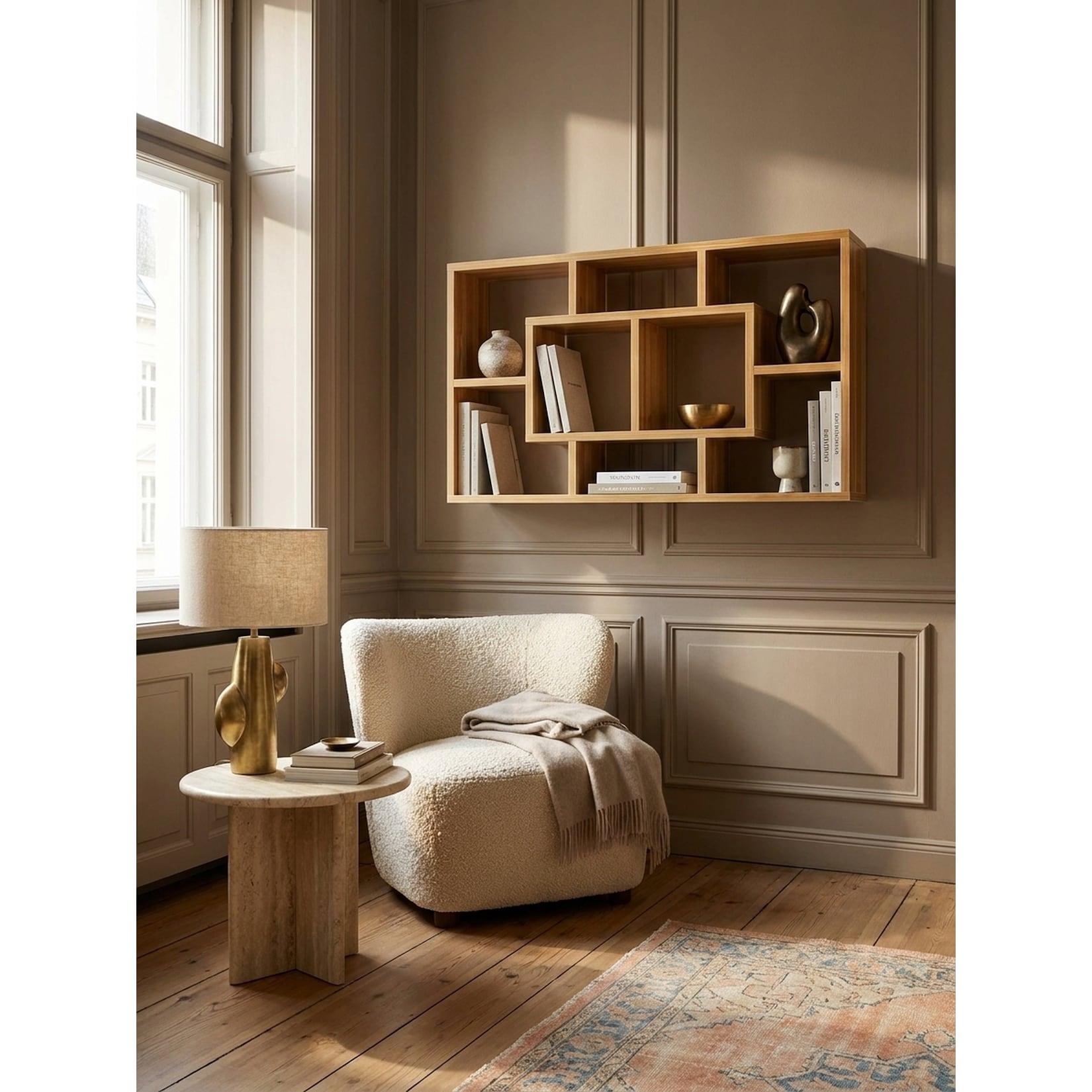Wandregal PAOLA MDF Offen Freischwebend Modern, Buche 85x16x48 cm