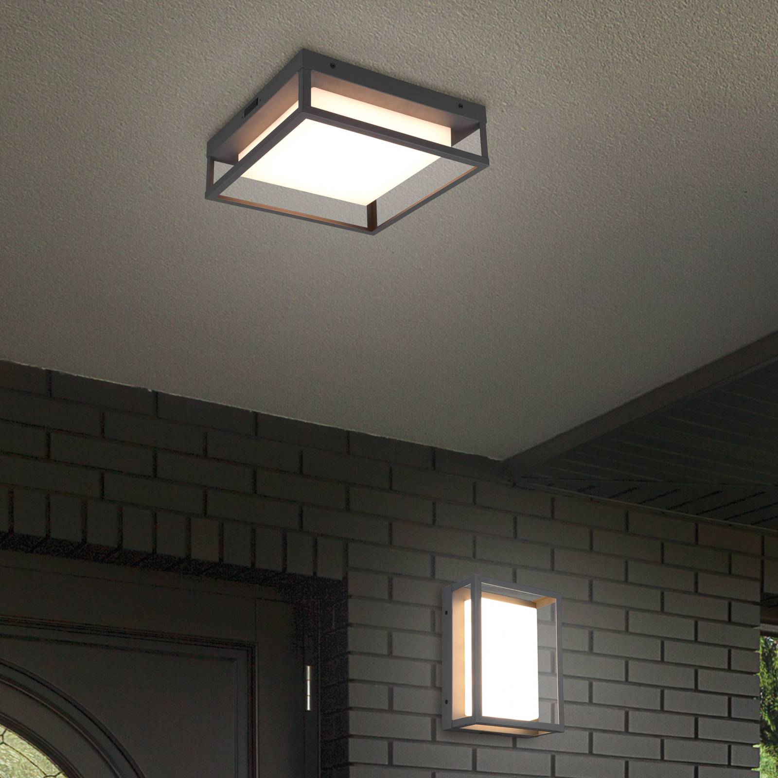Trio Lighting Plafonnier d'extérieur LED Witham IP54, CCT, anthracite, noir, Métal, Moderne, Plafonnier extérieur LED