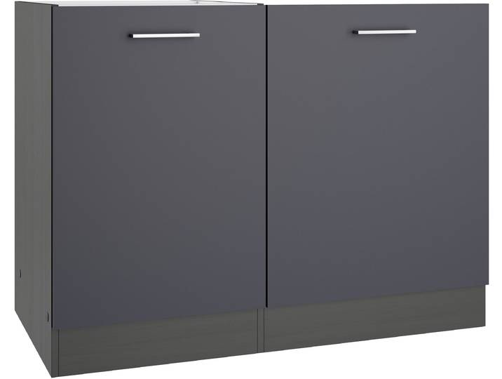 Spülenschrank KOCHSTATION KS-Milan , grau (anthrazit), B:110cm H:82cm T:60cm, Holzwerkstoff, Schränke, Spülenschrank, Spülzentrum 110 cm, matte oder hochglänzende Fronten