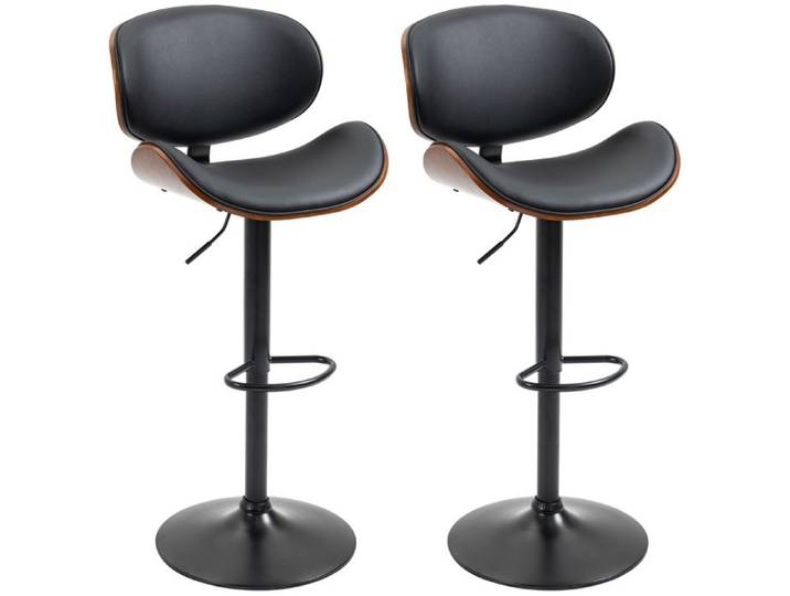 HOMCOM - Tabourets de bar - Revêtement synthétique PU - 53x52x112cm - Noir