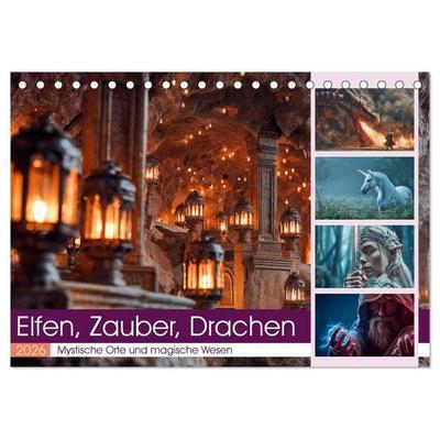 Elfen, Zauber, Drachen (Tischkalender 2026 DIN A5 quer), CALVENDO Monatskalender