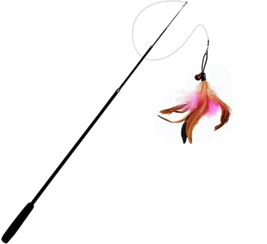 Inspire Picks 1.8M Extendable Cat Teaser Wand Retractable Feather Toy With Bells red