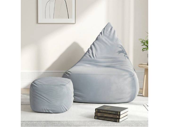 Pouf Bean Bag XXL Adulte et Enfant - Fauteuil Gaming Mousse Mémoire de Forme Housse Amovible Lavable Gris 110x75x74 cm