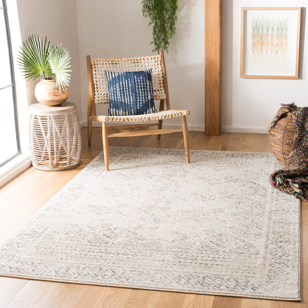 Mistana Ekkehard Geometric Ivory/Grey Rug Ivory/Grey Rectangle 122 x 183 cm