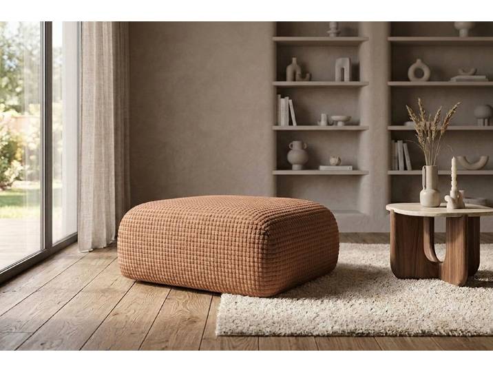 Kaiser Möbel Hocker für das Wohnzimmer aus Chenille-Stoff Cremona GRETA