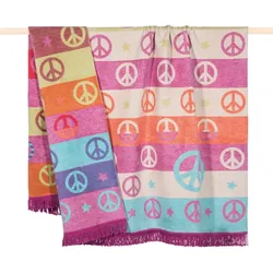 pad Kuscheldecke Peace 150 x 200 cm Mischgewebe Violett Lila