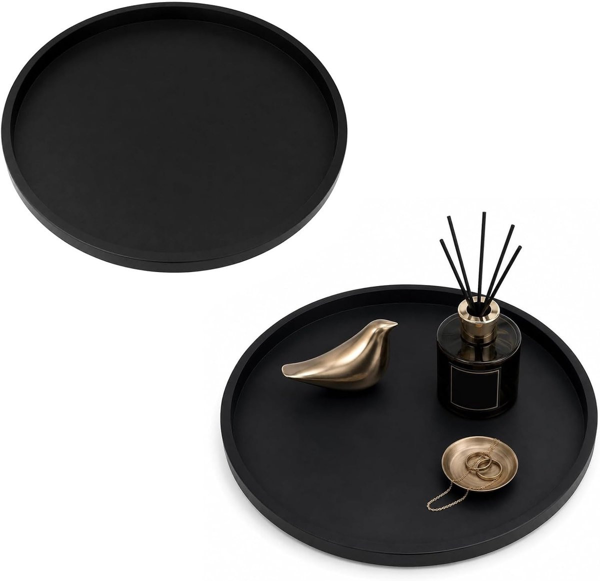 Set van 2 decoratieve ronde siliconen dienbladen van 27 cm voor in de badkamer of als sieradenorganizer