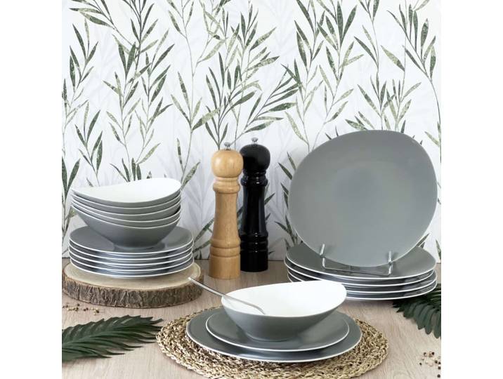 Assiette creuse en porcelaine gris