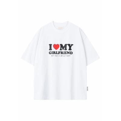 T-Shirt ANOTHER COTTON LAB "Another Cotton Lab Love My Girlfriend T-Shirt", Damen, Gr. XS, weiß, 100% Baumwolle, bedruckt, normal, Rundhals, Shirts T-Shirt