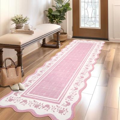Garvee Scalloped Floral Bordered Area Rug