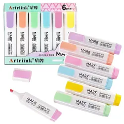 Set mit Markern und Textmarkern für Schule und Büro, Pastell, 6 Stück