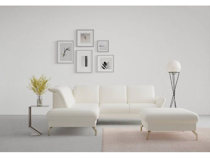 sit&more Ecksofa Fashion L-Form, wahlweise mit Kopfteilverstellung, Vorziehsitz, motorisch, Nickelfüße