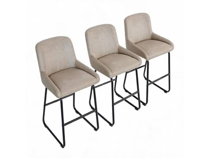 GarveeMore 3er-Set Barhocker 67 cm, Rückenlehne, Fußstütze, PU, Grau Gepolsterte Sitzfläche, stabiler Metallrahmen, pflegeleichter Bezug, passend für Kücheninsel, Frühstücksbar und Tresen