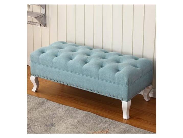 CHICKEN Tritthocker Polsterbank, moderner rechteckiger Fußhocker for Eingangsbereich, Badezimmer, Schlafzimmer Dekorative Wohnmöbel Schlafzimmerbank(Blue,120 * 45 * 40)