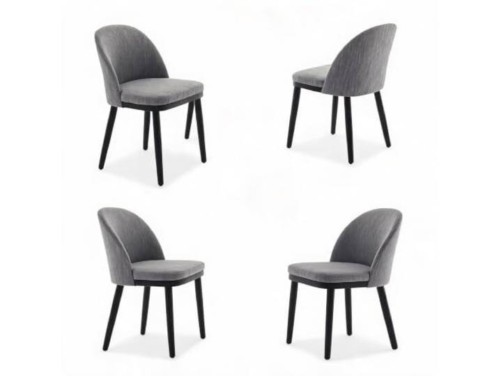 IDEALHOUSE Modernes Esszimmerstuhl‑Set 4er, Leinen Verstellbaren Füßen Grau Polsterstühle Esszimmerstühle mit 9 cm Dickem Schaumsitz, Ergonomischer Halbkreisförmiger Atmungsaktivem Rückenlehne