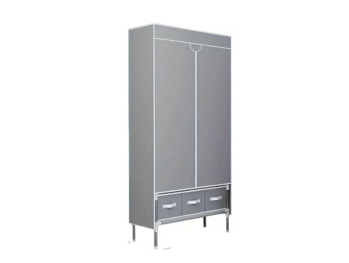 MEYTXOA Tragbarer Kleiderschrank mit DREI Schubladen Mit Rack-Aufbewahrungsorganisator aus Stoff(Color-01)