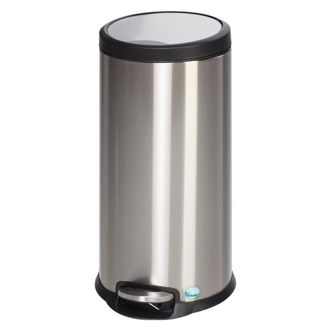 VAR Tret Abfallsammler Edelstahl 30 Liter Deckel gedämpft (30 l) (230412)