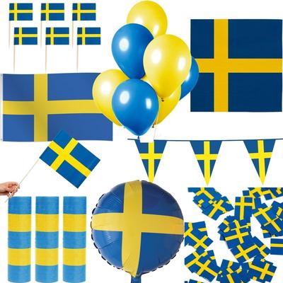 Schweden Länder Party Deko Set 256 tlg. Partyset blau gelb Partydeko Fussball WM EM