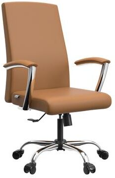 LeisureMod Evander Series Ergonomic Leather Office Chair with Aluminum Frame, Foam Cushion, Fixed Armrests, 360 Swivel and Quick Assembly