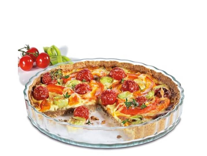 Küchenprofi Taartvorm ELSASS van glas, Ø: 27,5 cm hoogte: 3,5 cm, quichevorm, taartbodemvorm, ronde opvang- & taartvorm rond, diepvries-, oven-, vaatwasser- en magnetronbestendig