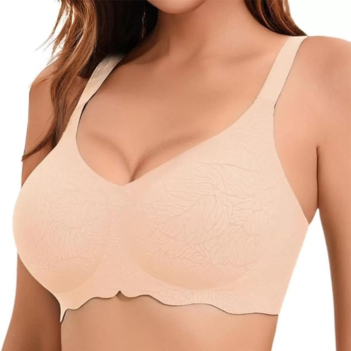 INF Wireless Push-Up Bra 3D Cup Support — Seamless V-Neck Comfort, Strong Support for Large Busts XXXL Haut