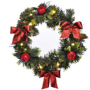 Böttcher-AG Weihnachtskranz 54429, Türkranz, Ø 28 cm, Tannenzweige aus Kunststoff, mit 15 LEDs, batteriebetrieben