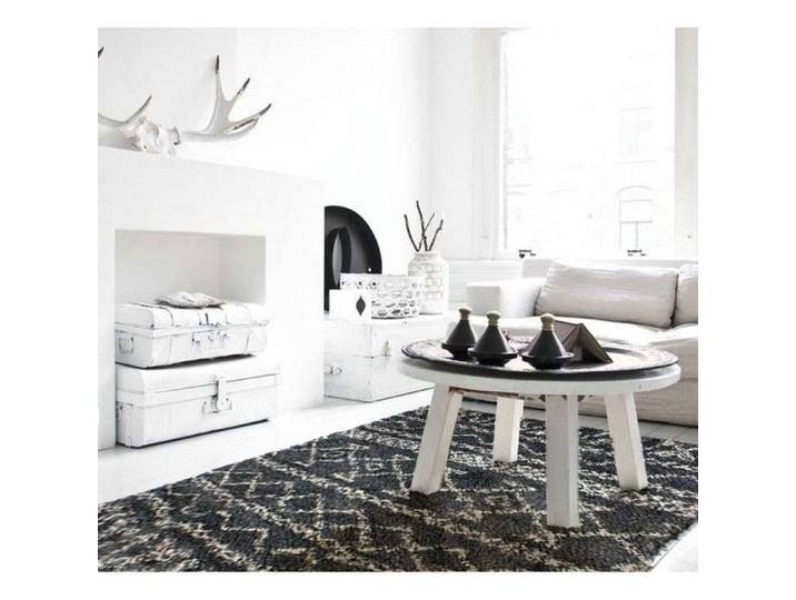 Tapis à poils longs motifs ethniques bleu 133x190