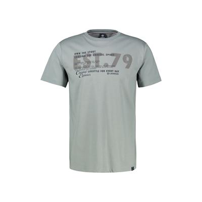 T-Shirt LERROS "T-Shirt mit Brustprint, Grosse Grössen", Herren, Gr. 3XL, grau (storm grau), 100% Baumwolle, Rundhals, Shirts T-Shirt