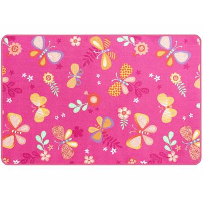 Kinderteppich "PAPILLON, Made in Belgium", pink, B:100cm H:6,5mm L:150cm, Polyamid, PRIMAFLOR-IDEEN IN TEXTIL, Teppiche, Kinderteppich, Motiv Schmetterlinge, Kinderzimmer