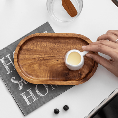 Discount Dollar Deals Tableware Solid Wood Round Dessert Plate, Wooden Tray, Snack Tray, Wooden Dried Fruit Tray, Kitchen Accessories coffee